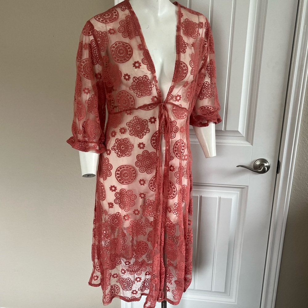 Ember dusty rose Lace Kimono Robe size large